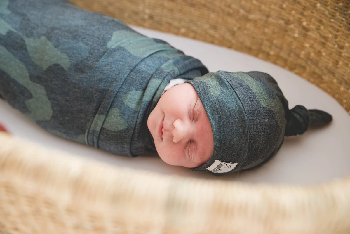 Copper Pearl Knit Swaddle Blanket - Hunter