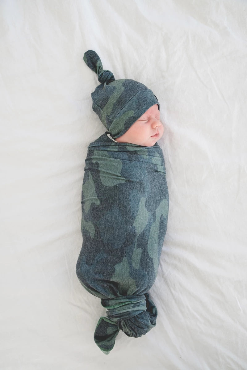 Copper Pearl Knit Swaddle Blanket - Hunter