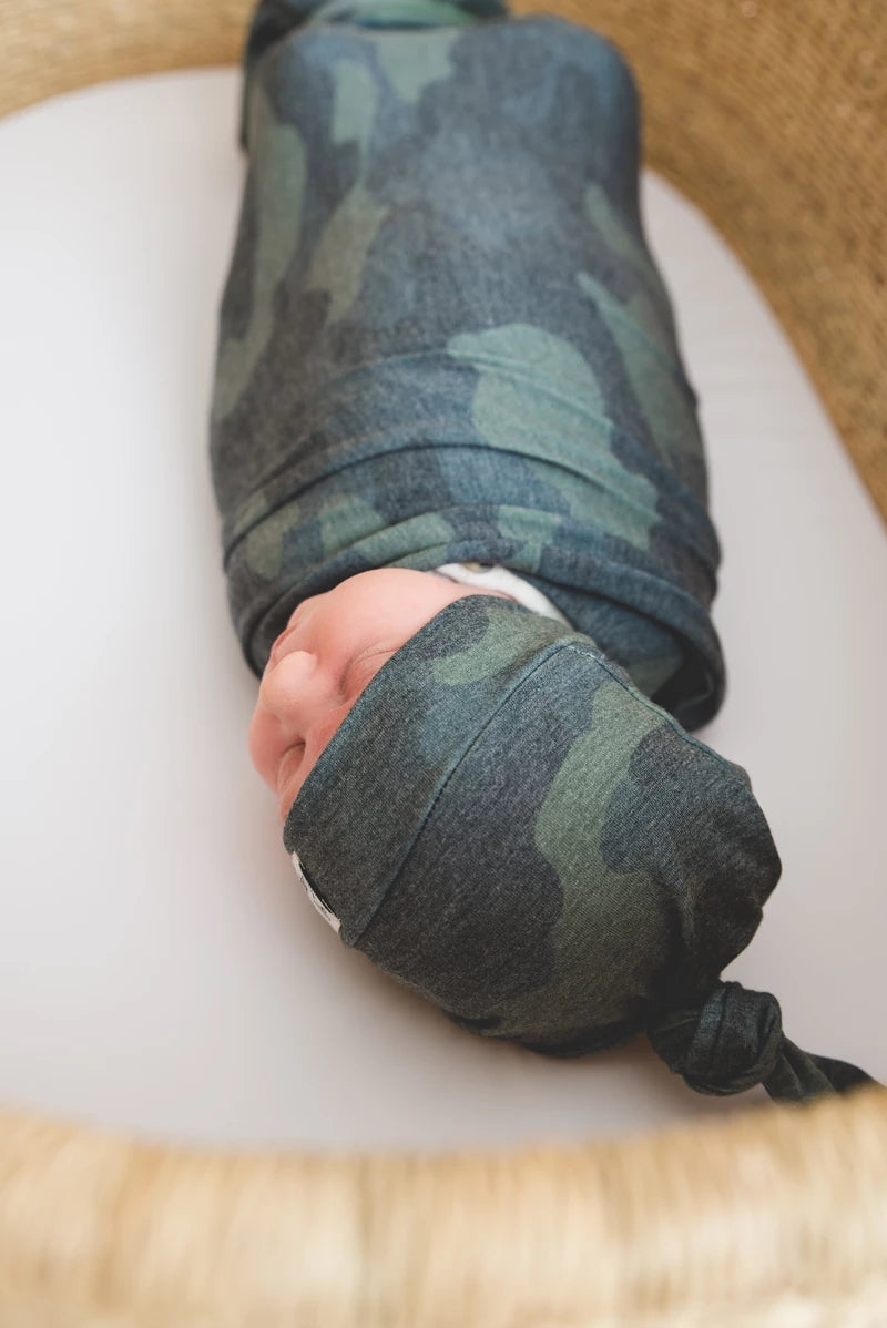 Copper Pearl Knit Swaddle Blanket - Hunter