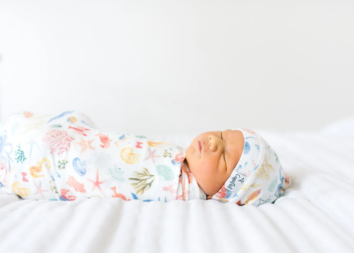 Copper Pearl Knit Swaddle Blanket - Nautical