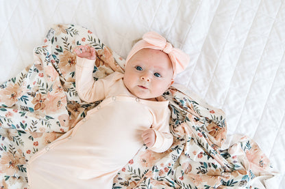 Copper Pearl Newborn Knotted Gown - Blush