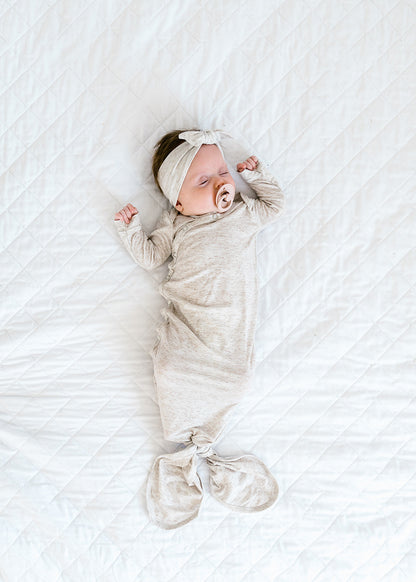 Copper Pearl Newborn Knotted Gown - Oat