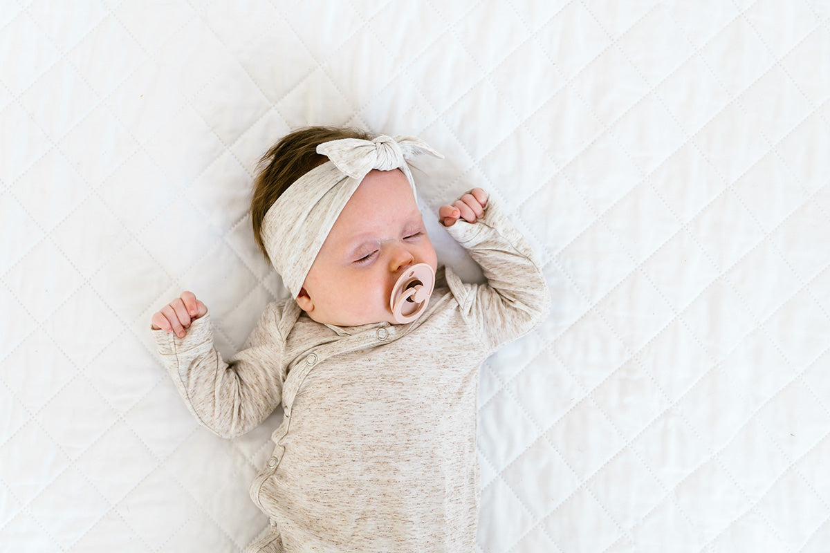 Copper Pearl Newborn Knotted Gown - Oat