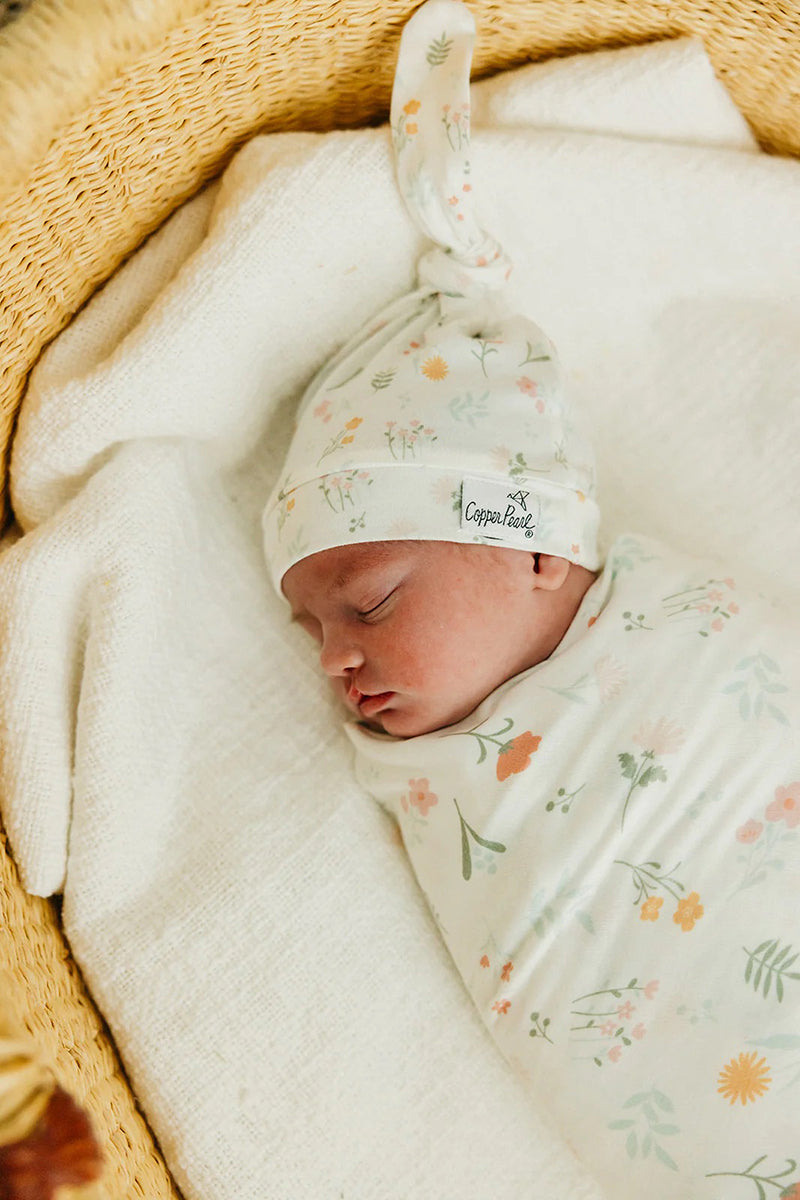 Copper Pearl Newborn Top Knot Hat - Mabel