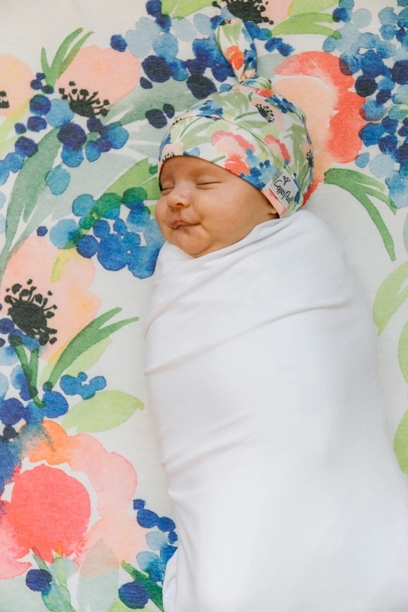 Copper Pearl Newborn Top Knot Hat - Wren