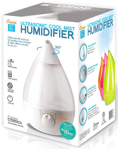 Crane Cool Mist Drop Shape Humidifier - White