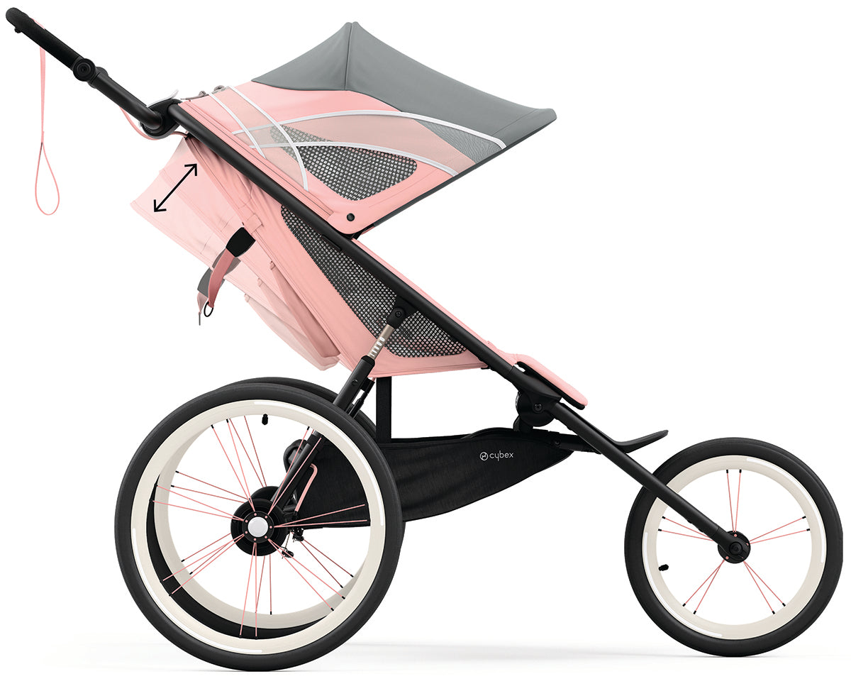 Cybex AVI Jogging Stroller Bundle - Black/Pink Frame + All Black Seat Pack