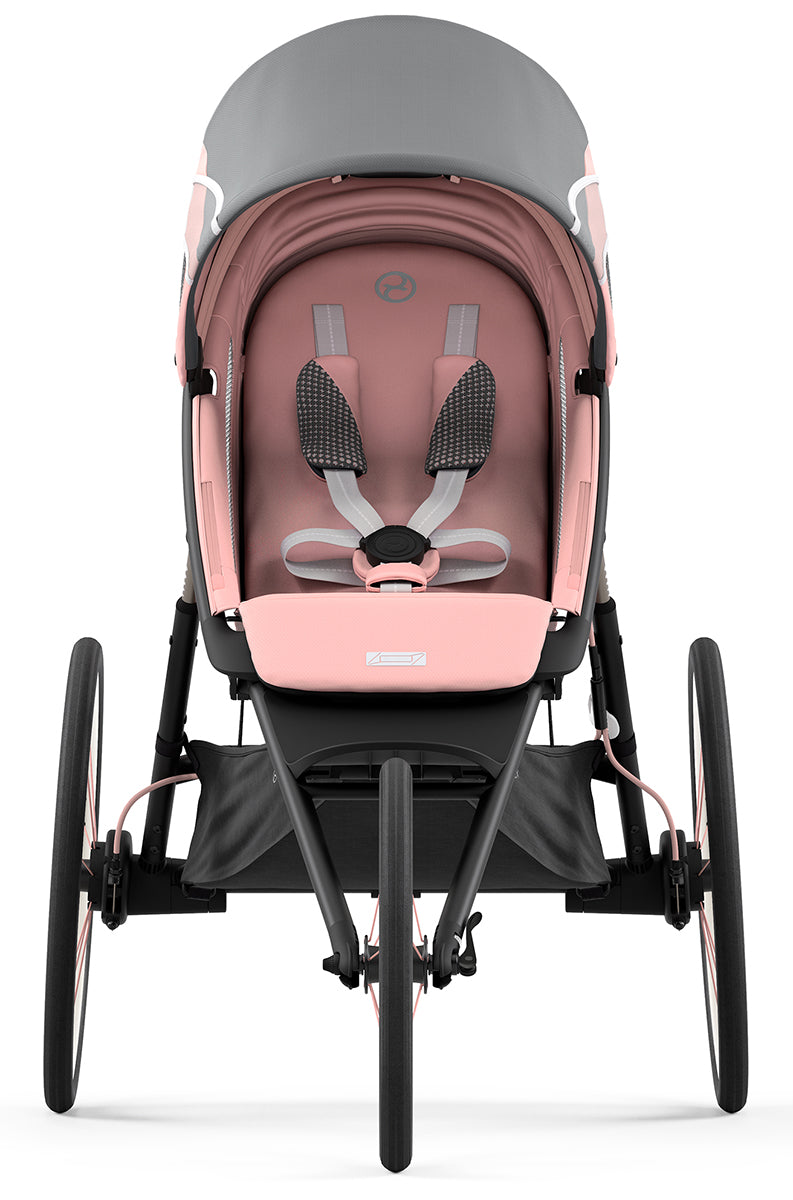 Cybex AVI Jogging Stroller Bundle - Black/Pink Frame + Medal Grey Seat Pack