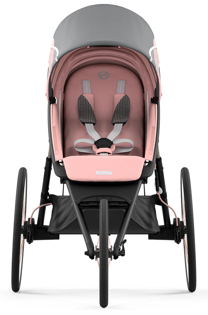 Cybex AVI Jogging Stroller Bundle - Black/Pink Frame + Medal Grey Seat Pack