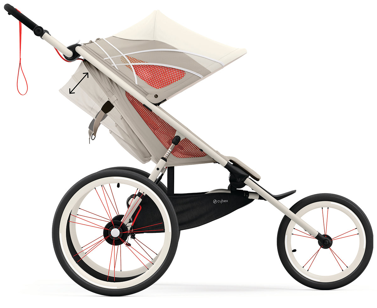 Cybex AVI Jogging Stroller Bundle - Cream/Orange Frame + Bleached Sand Seat Pack