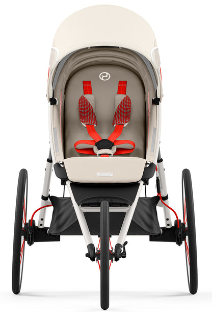 Cybex AVI Jogging Stroller Bundle - Cream/Orange Frame + Bleached Sand Seat Pack