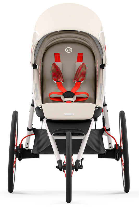 Cybex AVI Jogging Stroller Bundle - Cream/Orange Frame + Bleached Sand Seat Pack