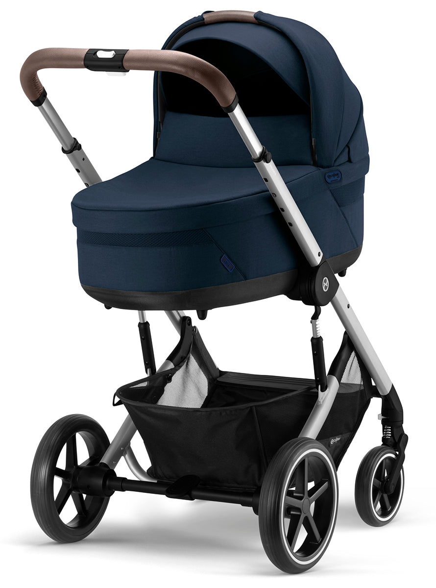 Cybex Balios S Lux 2 Stroller + Cot S Lux 2 Bundle - Silver Frame / Ocean Blue