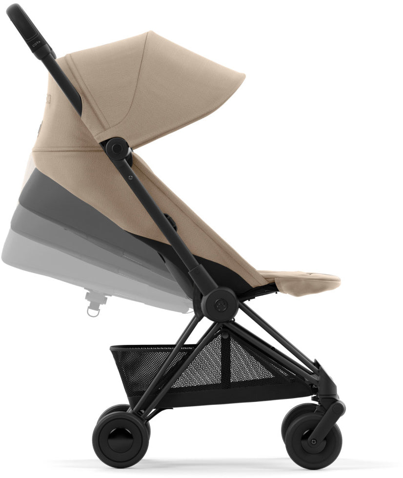 Cybex COYA Compact Stroller + Cloud G Lux SensorSafe Travel System Bundle - Matte Black / Cozy Beige / Moon Black