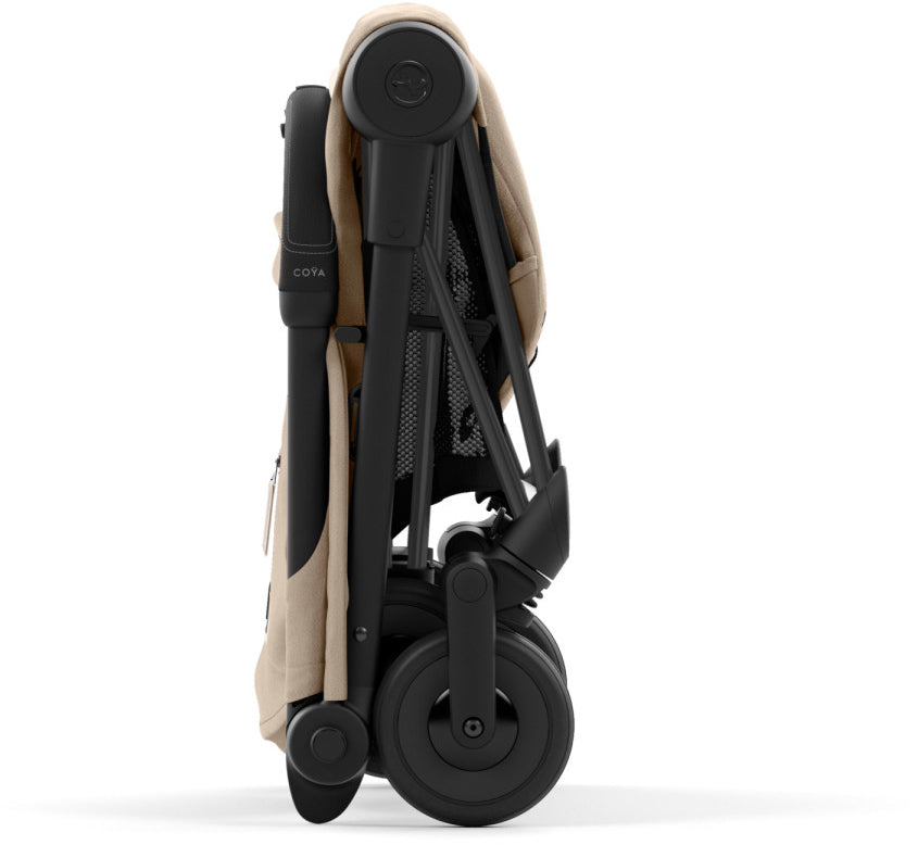 Cybex COYA Compact Stroller + Cloud G Lux SensorSafe Travel System Bundle - Matte Black / Cozy Beige / Moon Black