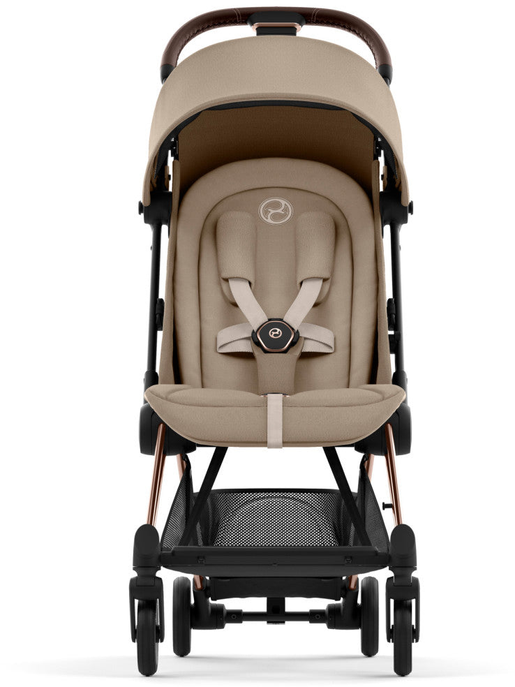 Cybex COYA Compact Stroller + Cloud G Lux SensorSafe Travel System Bundle - Rose Gold / Cozy Beige / Moon Black