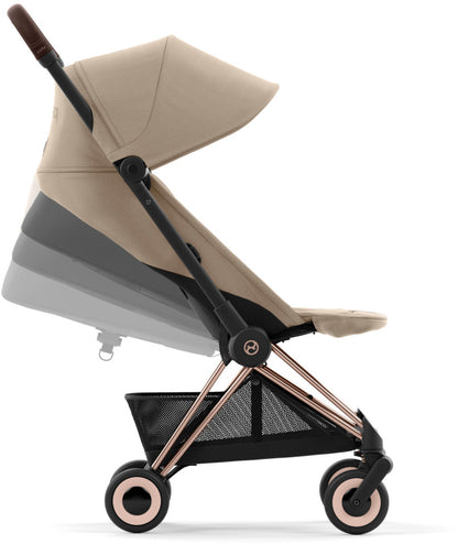 Cybex COYA Compact Stroller + Cloud G Lux SensorSafe Travel System Bundle - Rose Gold / Cozy Beige / Moon Black