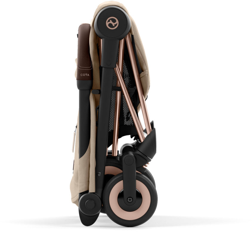 Cybex COYA Compact Stroller + Cloud G Lux SensorSafe Travel System Bundle - Rose Gold / Cozy Beige / Moon Black