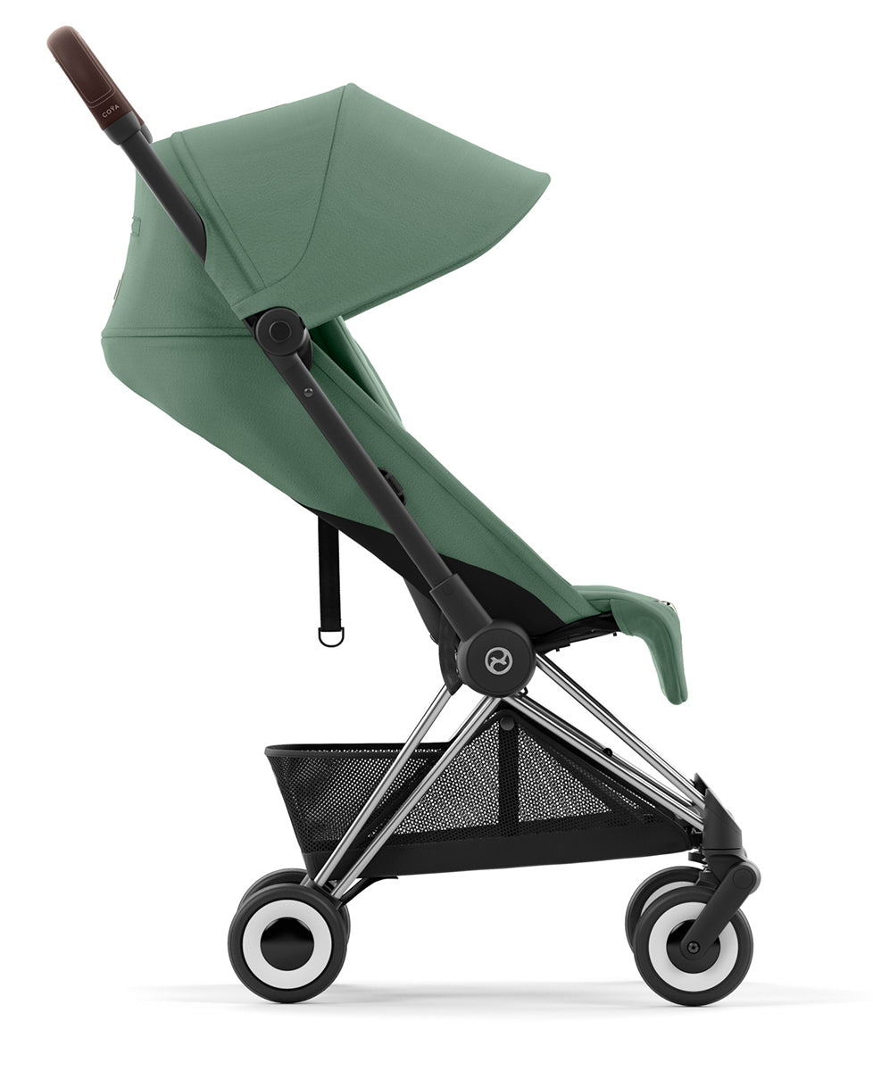 Cybex COYA Compact Stroller - Chrome / Dark Brown / Leaf Green