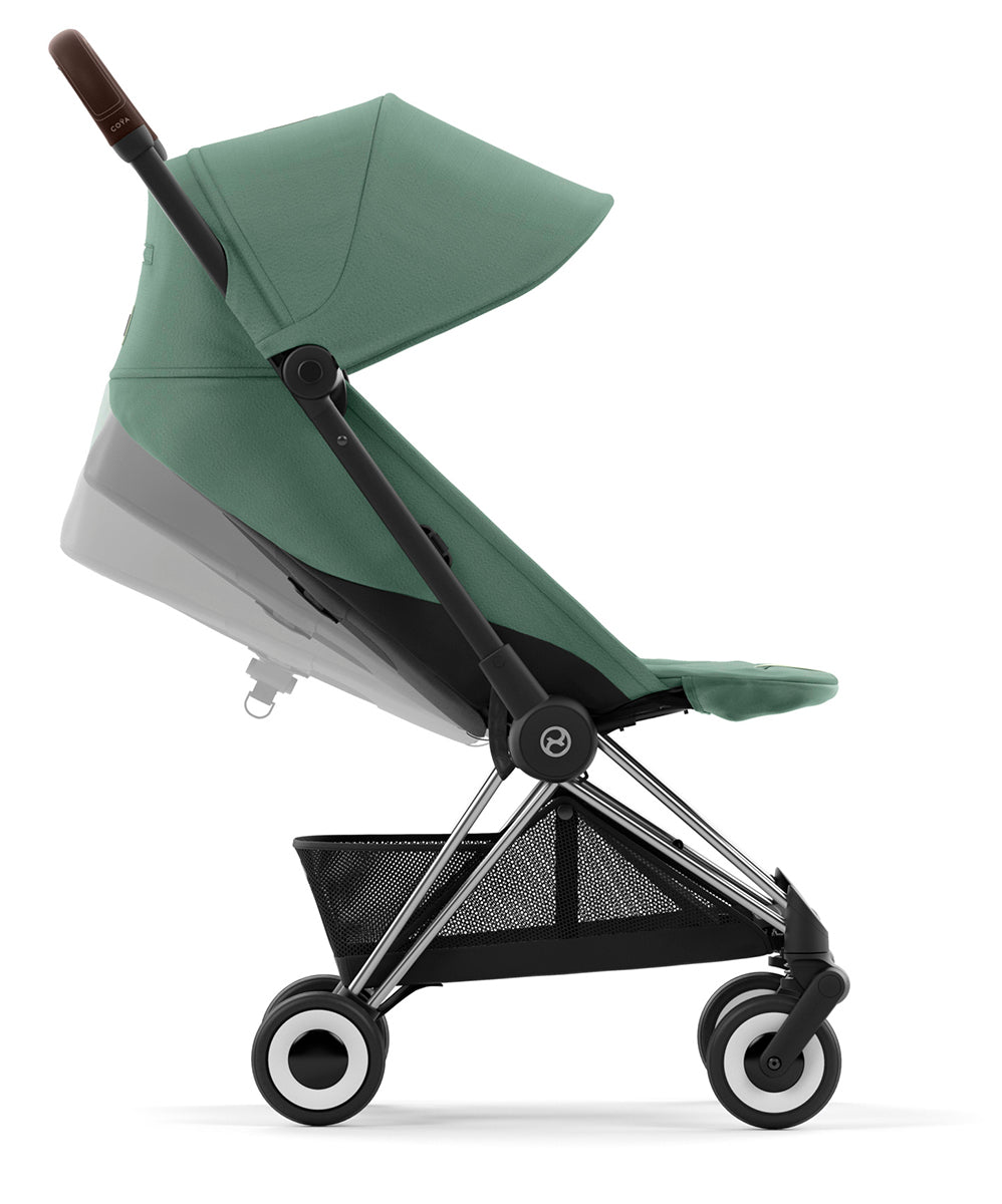 Cybex COYA Compact Stroller - Chrome / Dark Brown / Leaf Green