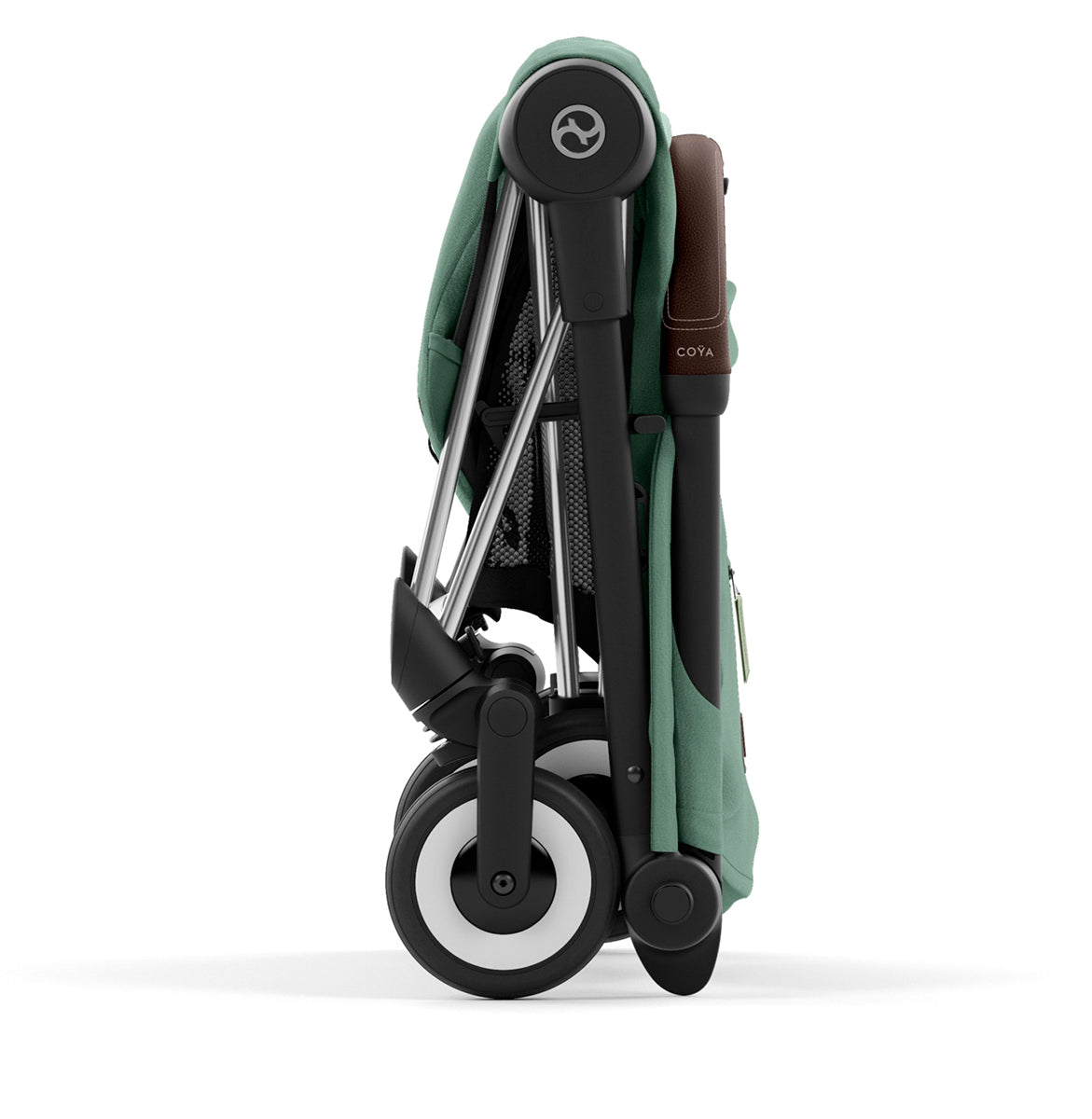 Cybex COYA Compact Stroller - Chrome / Dark Brown / Leaf Green