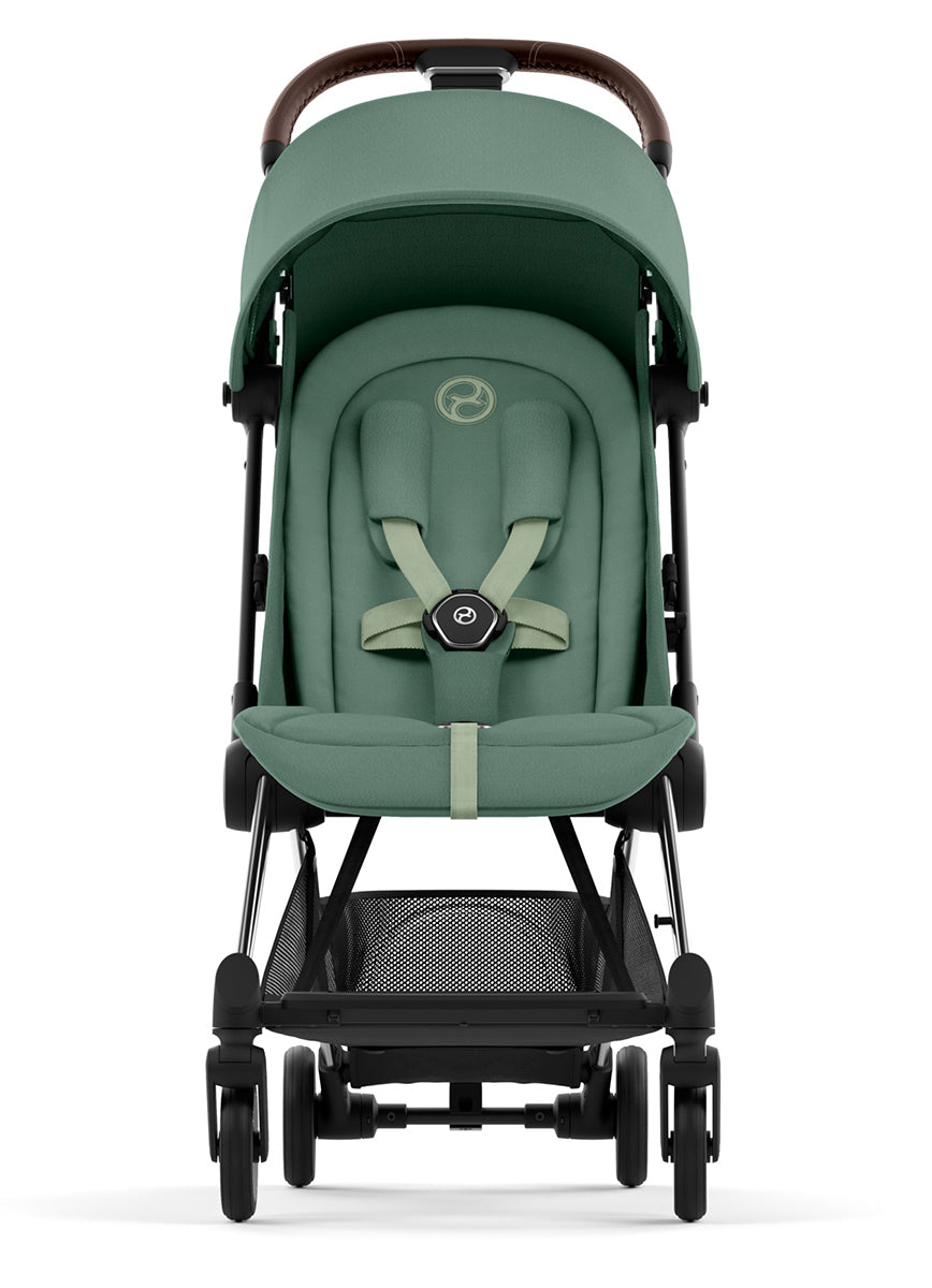 Cybex COYA Compact Stroller - Chrome / Dark Brown / Leaf Green