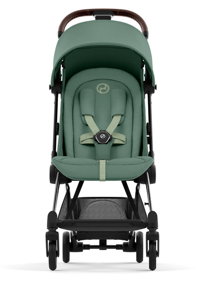 Cybex COYA Compact Stroller - Chrome / Dark Brown / Leaf Green