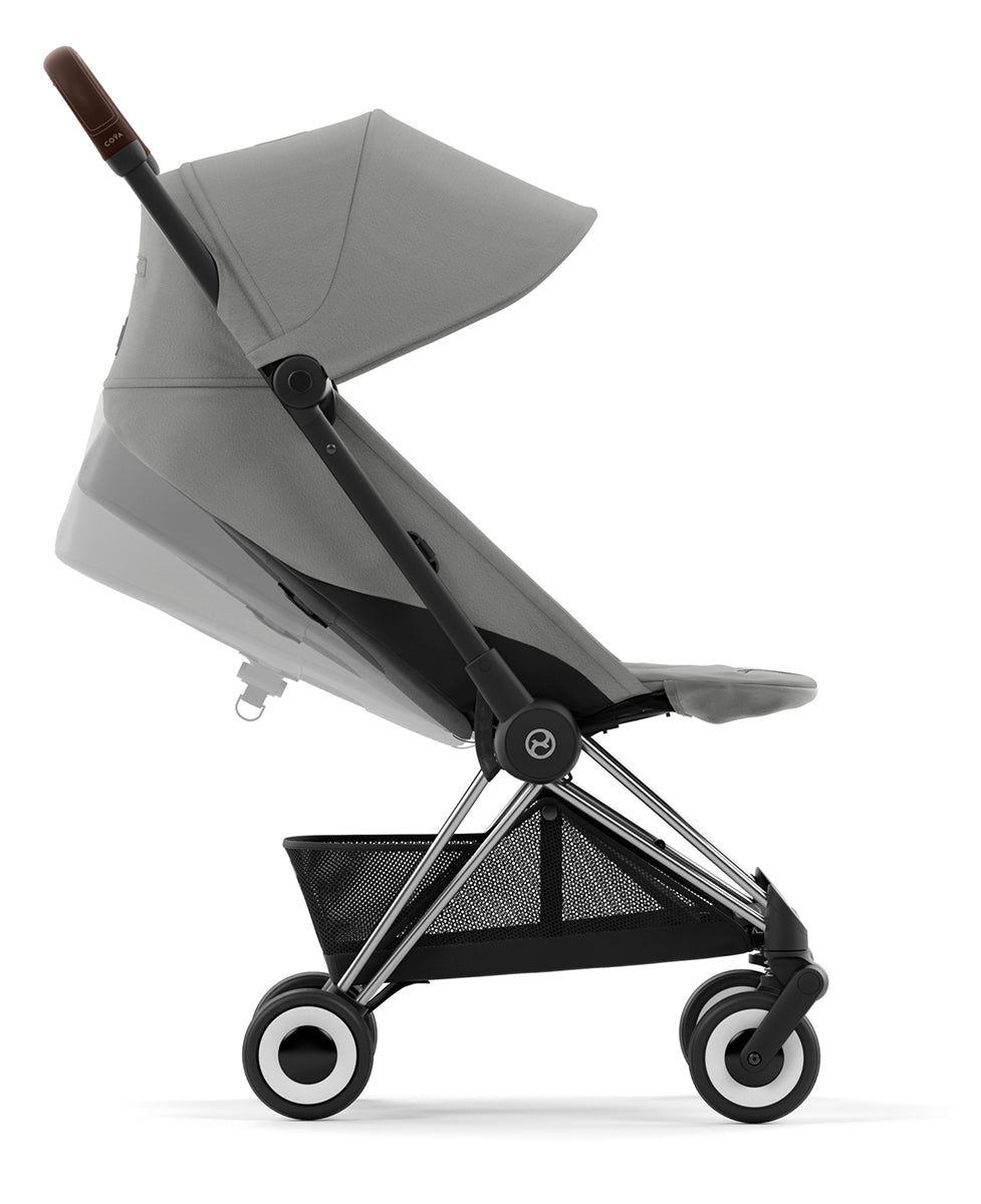 Cybex COYA Compact Stroller - Chrome / Dark Brown / Mirage Grey