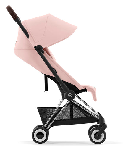 Cybex COYA Compact Stroller - Chrome / Dark Brown / Peach Pink