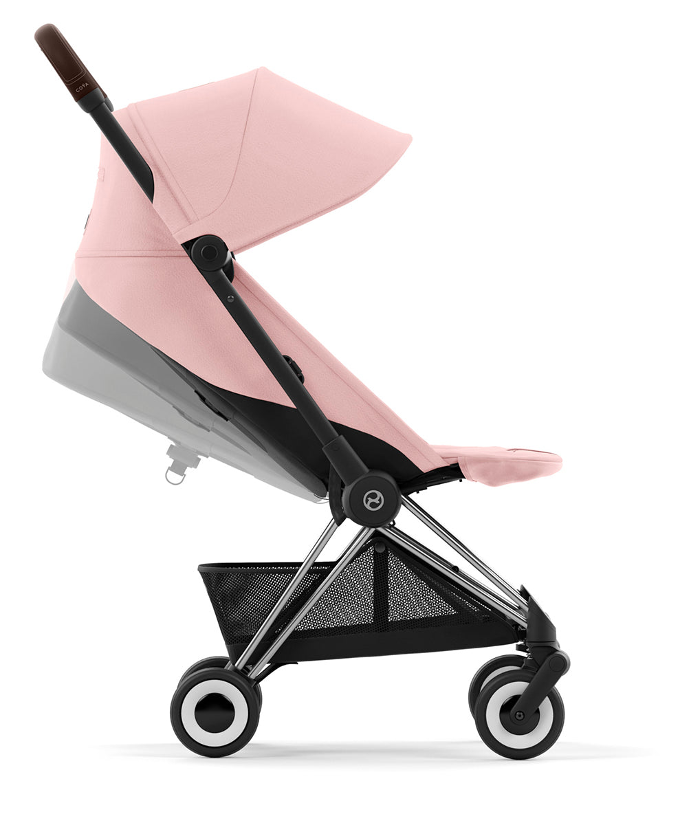 Cybex COYA Compact Stroller - Chrome / Dark Brown / Peach Pink