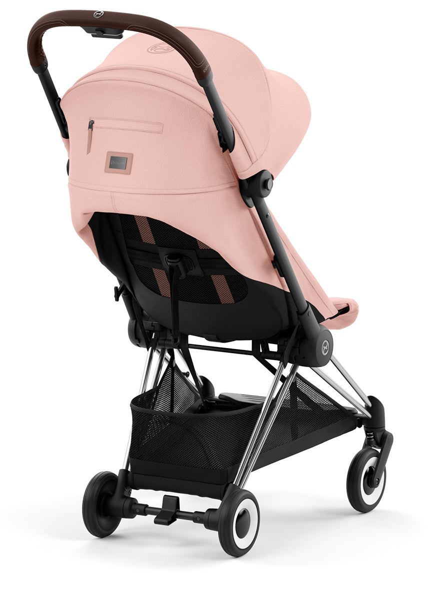 Cybex COYA Compact Stroller - Chrome / Dark Brown / Peach Pink