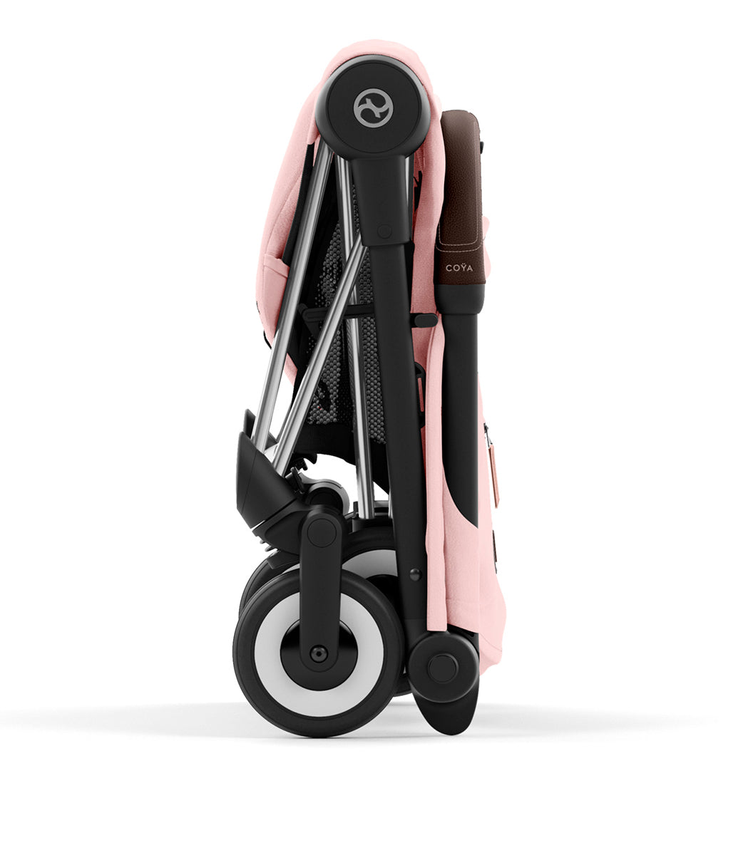 Cybex COYA Compact Stroller - Chrome / Dark Brown / Peach Pink