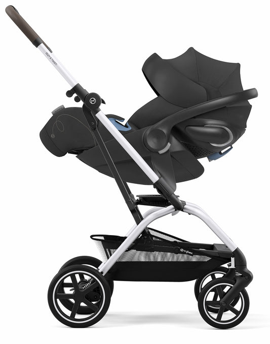 Cybex Eezy S Twist +2 Stroller + Aton G SensorSafe Travel System Bundle - Almond Beige / Moon Black