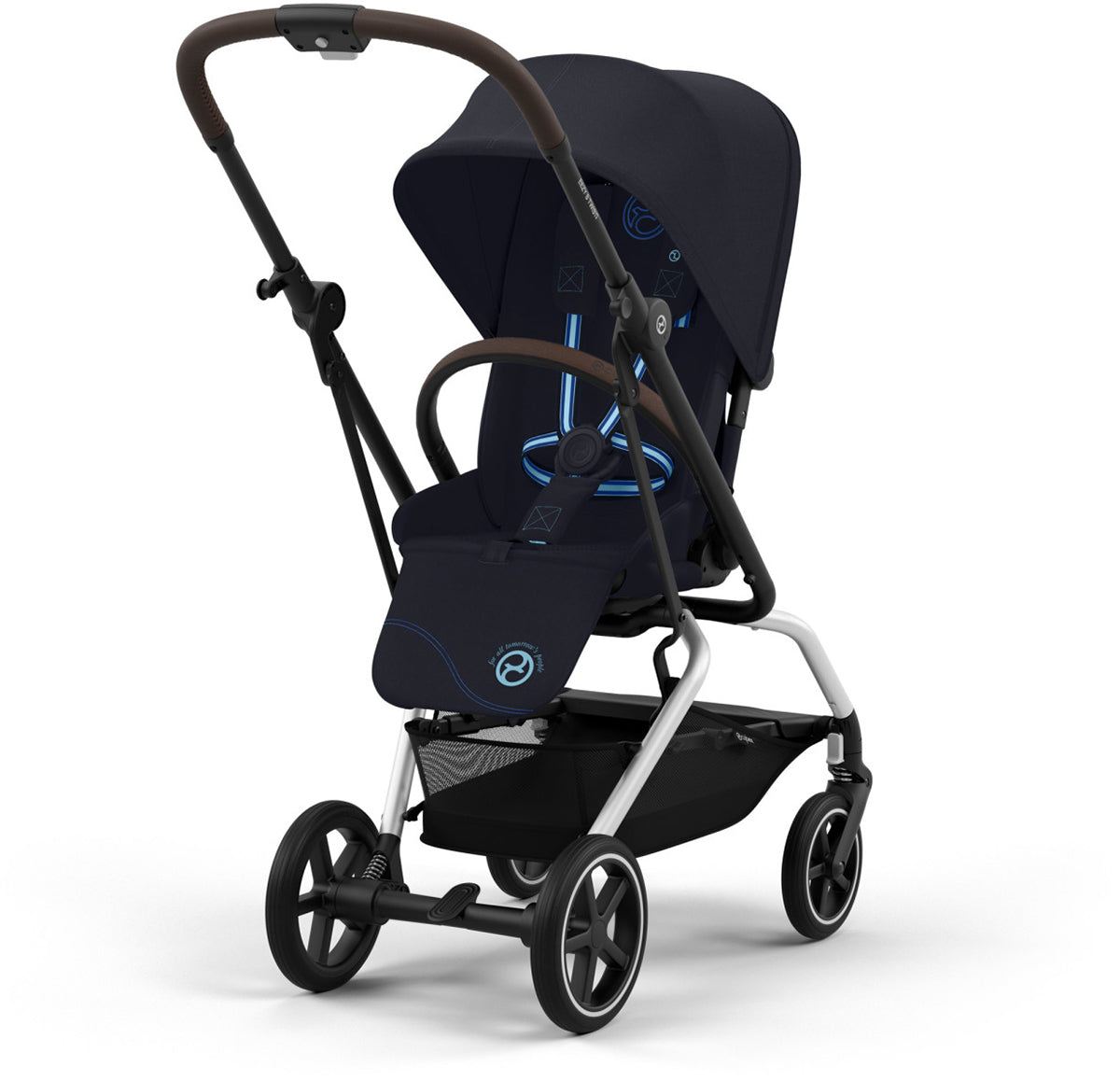 Cybex Eezy S Twist +2 Stroller + Aton G SensorSafe Travel System Bundle - Dark Blue / Moon Black