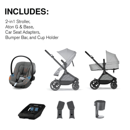 Cybex EOS 5-in-1 Stroller + Aton G Travel System - Lava Grey