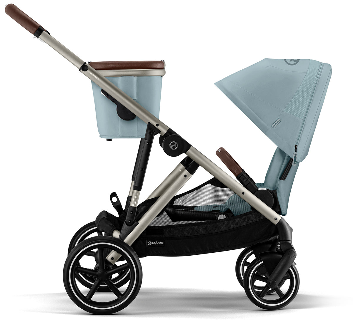 Cybex Gazelle S 2 Single-to-Double Stroller - Taupe Frame / Sky Blue