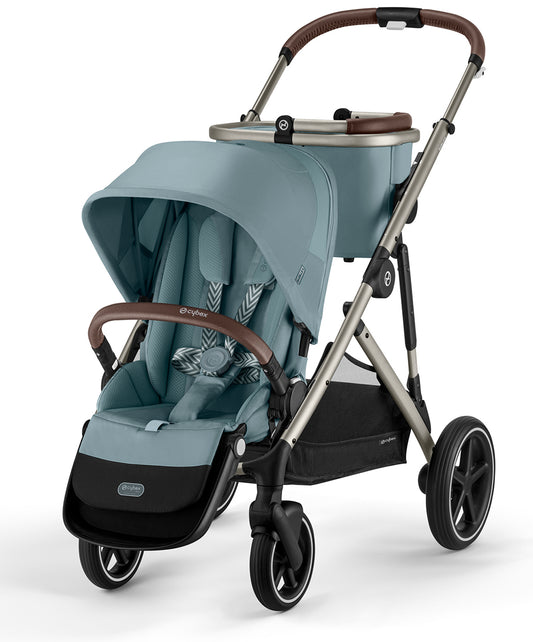 Cybex Gazelle S 2 Single-to-Double Stroller - Taupe Frame / Sky Blue