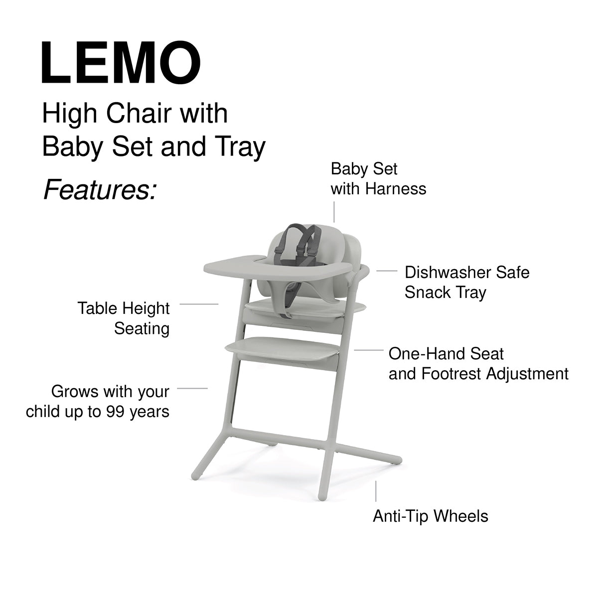 Cybex LEMO 2 High Chair 4-in-1 Set - Suede Grey