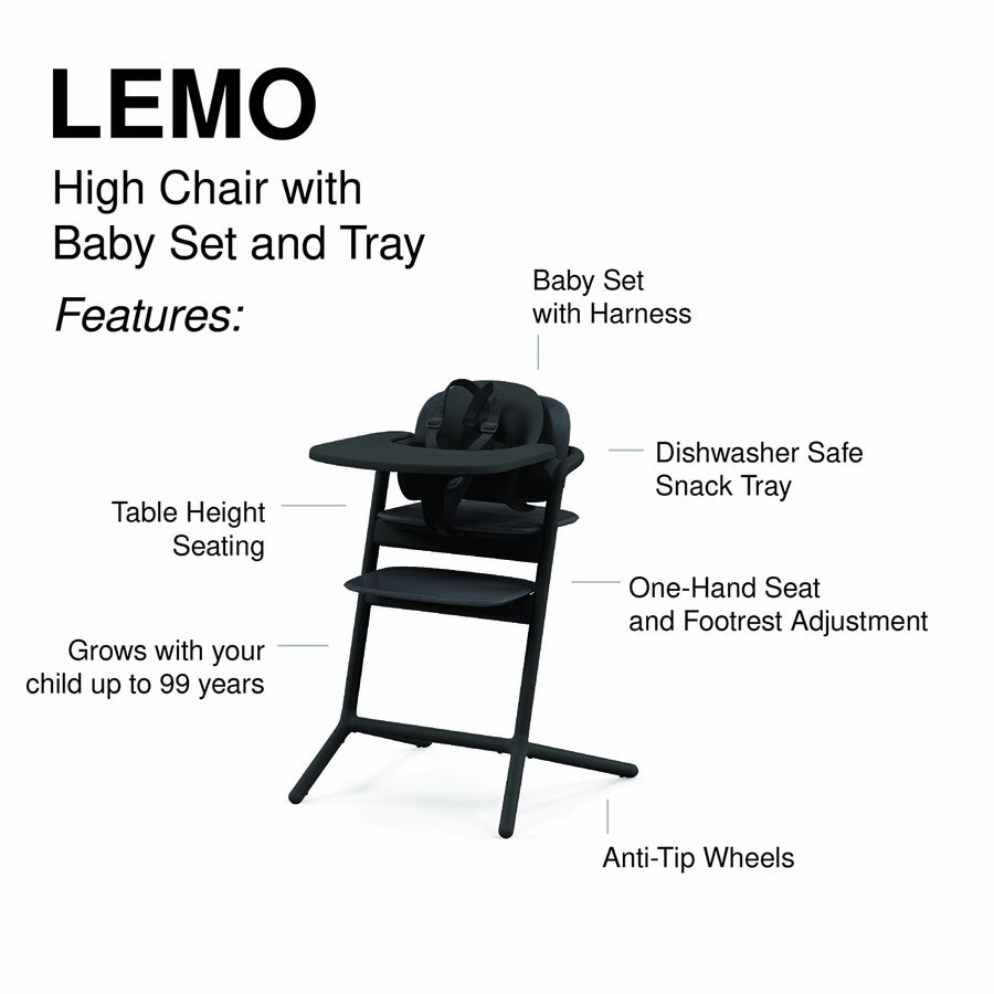 Cybex LEMO 2 High Chair Set + Learning Tower Bundle - All White