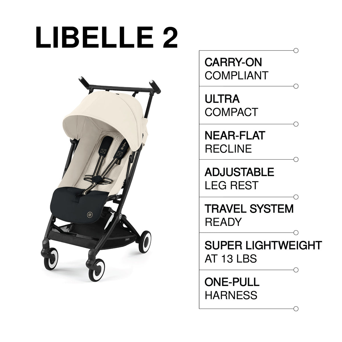 Cybex Libelle 2 Compact Stroller - Canvas White