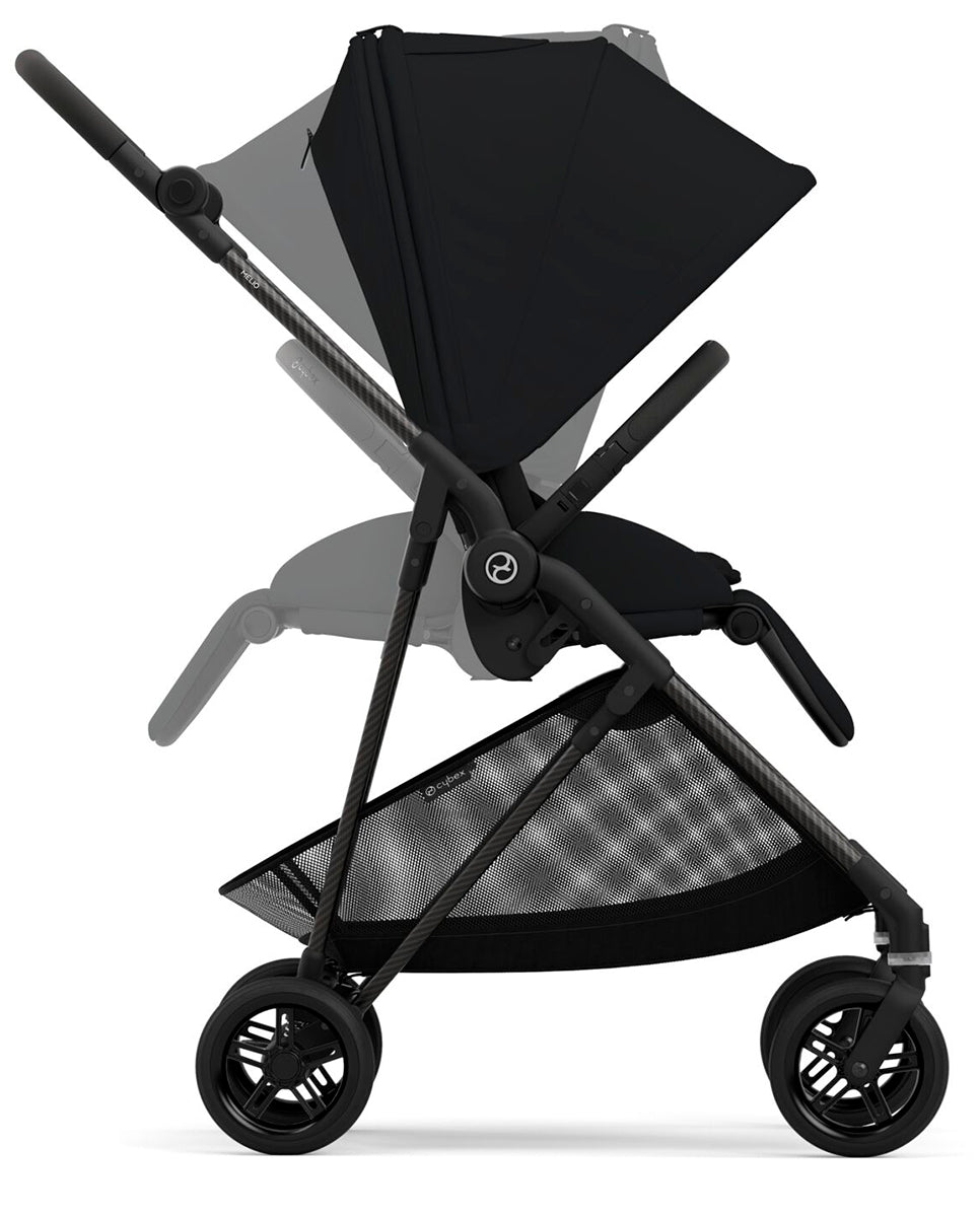 Cybex Melio Carbon 3 Stroller + Melio Cot 3 Bundle - Moon Black