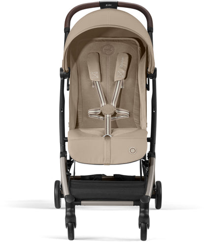 Cybex Orfeo Compact Stroller + Aton G SensorSafe Travel System Bundle - Almond Beige / Moon Black