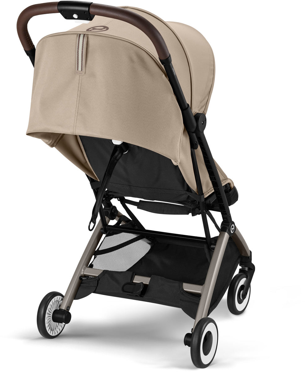 Cybex Orfeo Compact Stroller + Aton G SensorSafe Travel System Bundle - Almond Beige / Moon Black