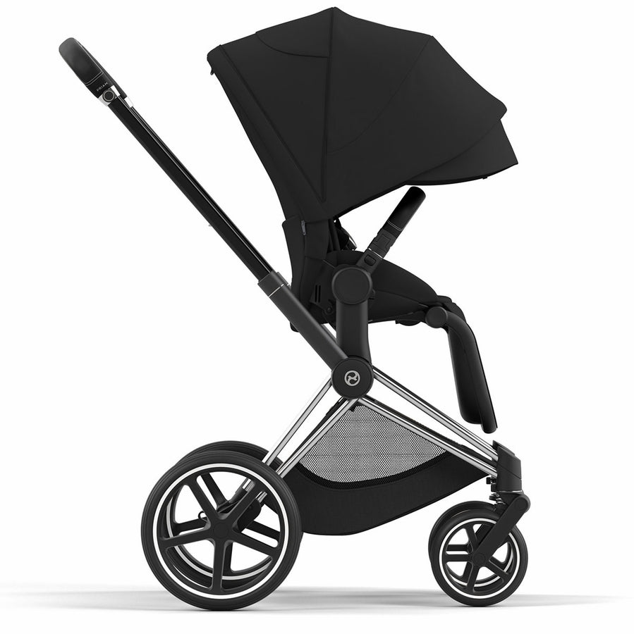 Cybex Priam 4 + Cloud G Lux SensorSafe Travel System Bundle - Chrome / Black / Deep Black / Moon Black