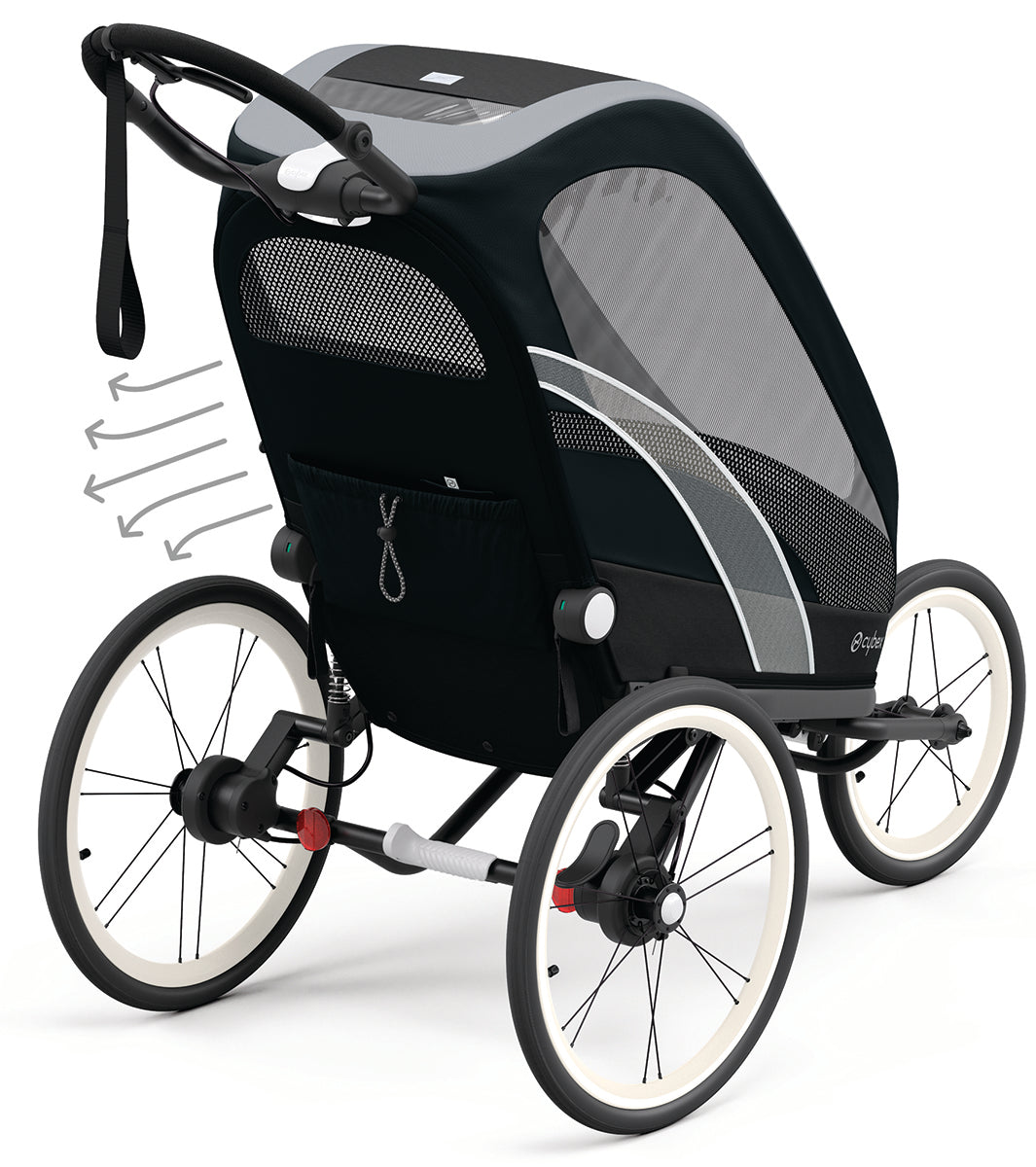 Cybex Zeno Multisport Trailer Bundle - Black Frame + Bleached Sand Seat Pack