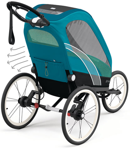 Cybex Zeno Multisport Trailer Bundle - Black Frame + Maliblue Seat Pack