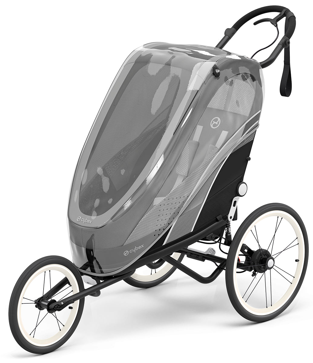 Cybex Zeno Multisport Trailer Bundle - Black Frame + Silver Pink Seat Pack