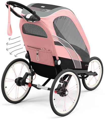 Cybex Zeno Multisport Trailer Bundle - Black/Pink Frame + All Black Seat Pack