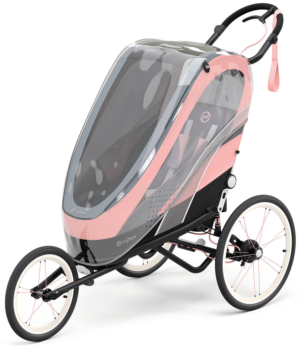 Cybex Zeno Multisport Trailer Bundle - Black/Pink Frame + All Black Seat Pack