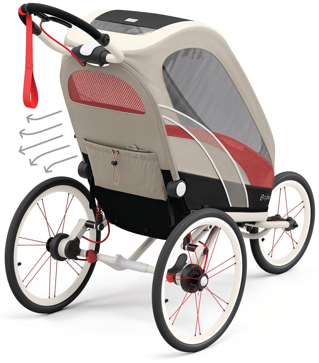 Cybex Zeno Multisport Trailer Bundle - Cream/Orange Frame + Bleached Sand Seat Pack